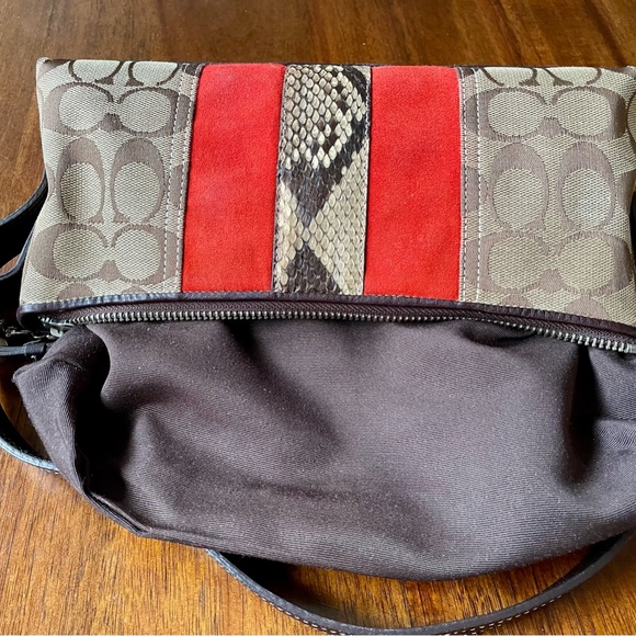 Vintage Coach Demi Baguette Baguette Bag Python & Suede Y2K Made in Turkey - Picture 12 of 13